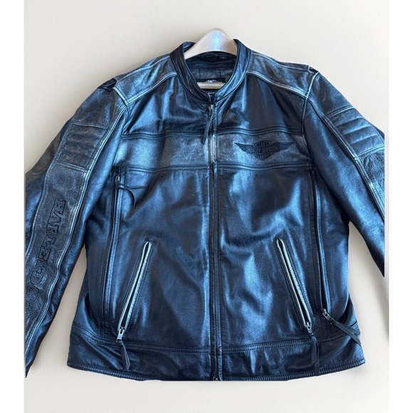 XL Harley Davidson Genuine Leather Riding Jacket‎ Removable Liner Vented Armor - Picture 1 of 16
